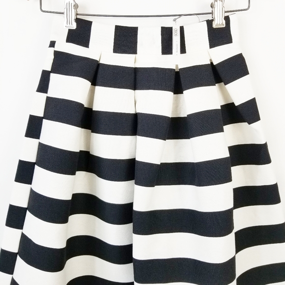 ASOS Black And White Scuba Striped Midi Skirt 00P - Picture 7 of 9